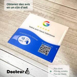 Plaque en résine Google Avis QR code + NFC