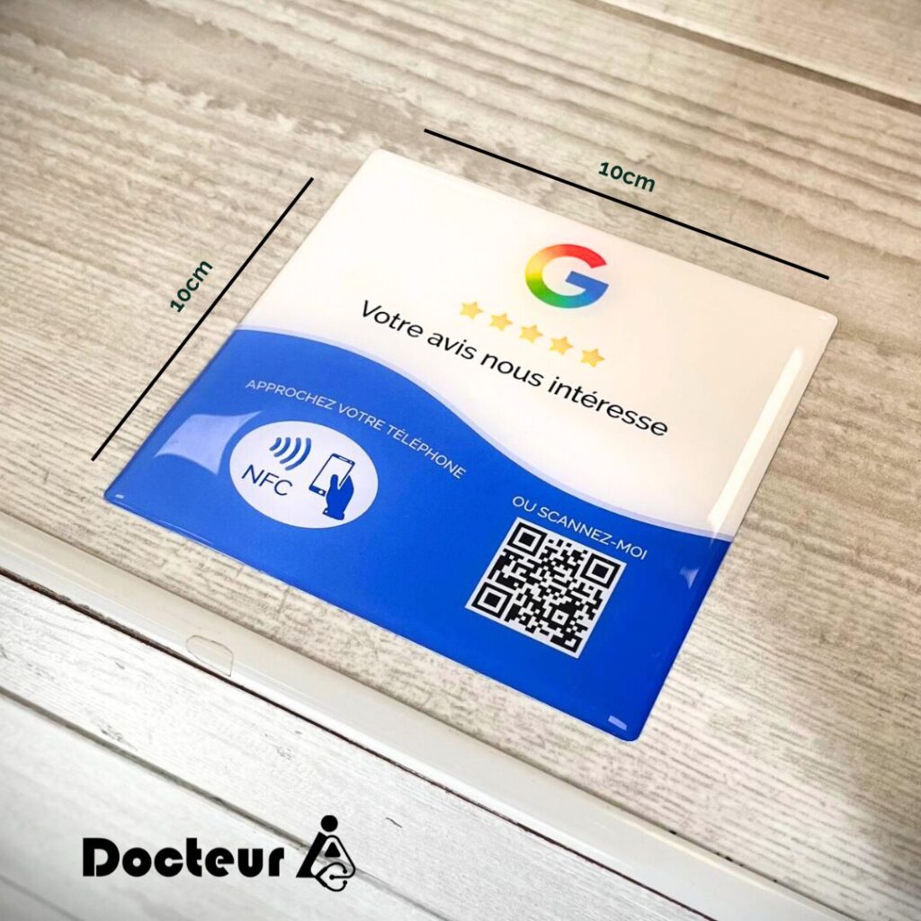 Docteur IA - Plaque Google Avis QR code + NFC