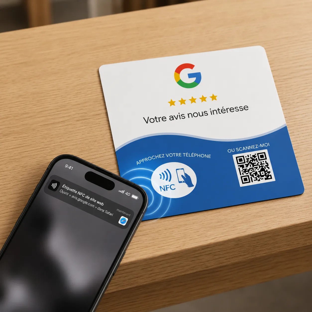 Plaque Google Avis NFC QR Code pour commerces